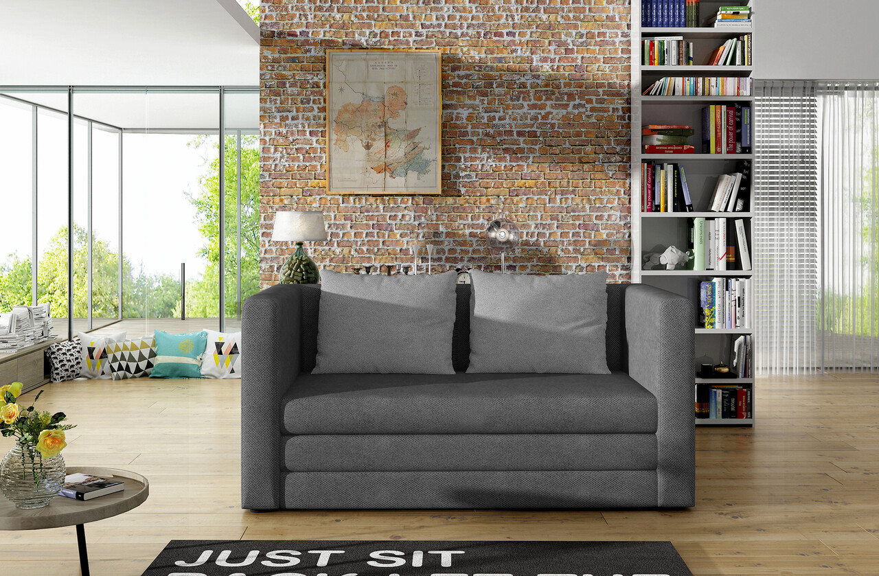 Canapea extensibila 2 locuri, ELTAP, Neva, 132x70x62 cm, lemn/poliester, gri inchis/gri deschis - imagine 6